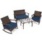 Costway 4 PCS Wicker Rocking Set with Loveseat & Coffee Table Heavy-Duty Metal Frame